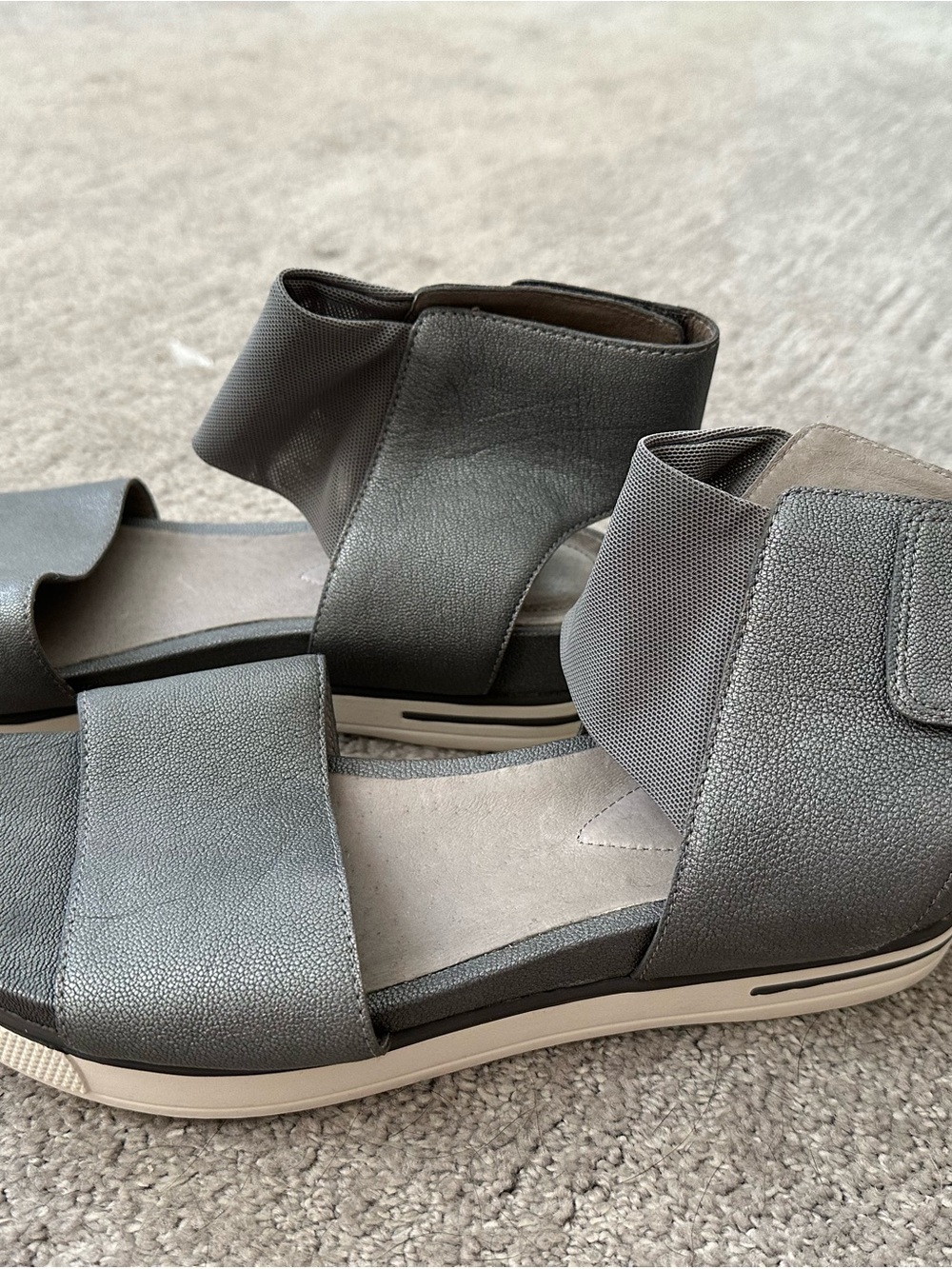 Eileen Fisher Metallic Gray Platform Sandals